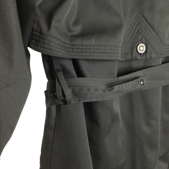 MISTY Harbor Black & Tan Cotton Trench Coat Removable Wool Lining Size 6P Petite - Picture 6 of 8